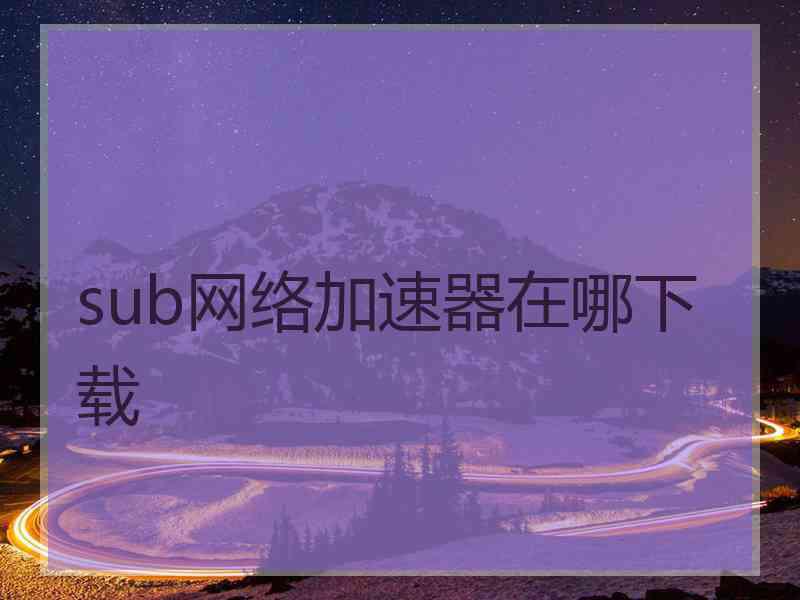 sub网络加速器在哪下载