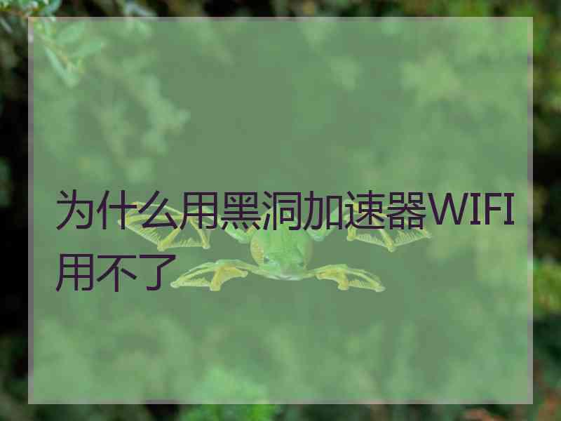 为什么用黑洞加速器WIFI用不了