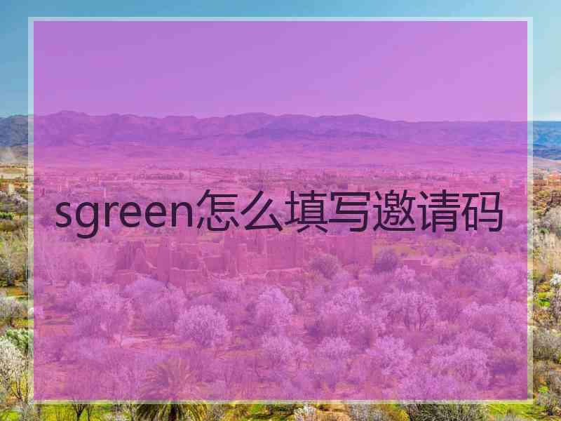 sgreen怎么填写邀请码